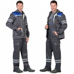 Костюм Лидер серый с синим, куртка, полукомбинезон