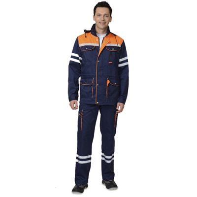 Костюм Лидер синий с оранжевым, куртка, полукомбинезон
