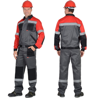 Костюм Лигор серый с красным, куртка, брюки