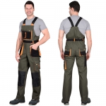 Костюм Манхеттен оливковый, укороченная куртка, полукомбинезон МВО