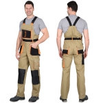 Костюм Манхеттен песочный, укороченная куртка, полукомбинезон МВО