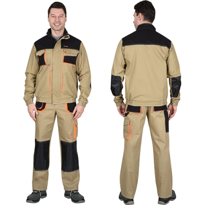 Костюм Манхеттен песочный, укороченная куртка, брюки МВО