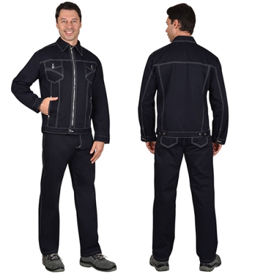 Костюм Плутон черный, куртка, брюки, 100% хлопок