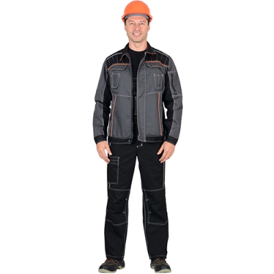 Костюм Престиж, серая куртка, черный полукомбинезон