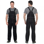 Костюм Престиж, серая с зеленой отделкой куртка, черный полукомбинезон