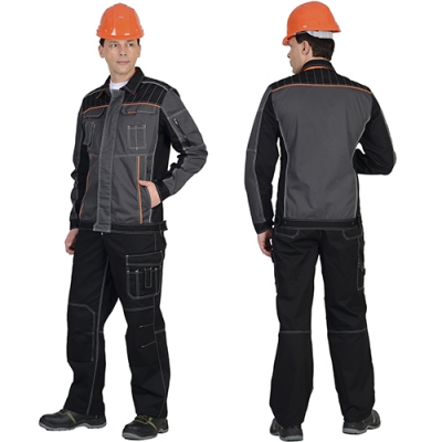 Костюм Престиж серый с черным, куртка, брюки