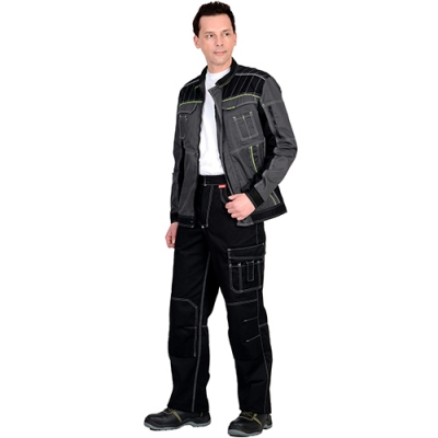 Костюм Престиж серый с черным, куртка, брюки