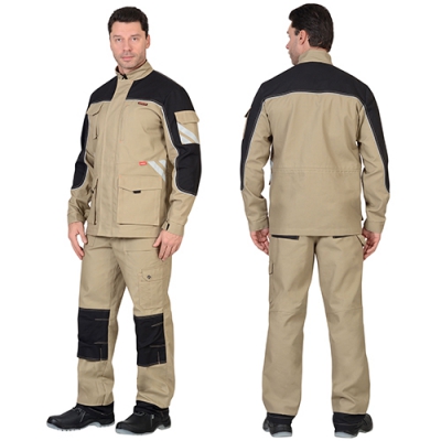 Костюм Вест-Ворк песочный с черным, куртка, полукомбинезон