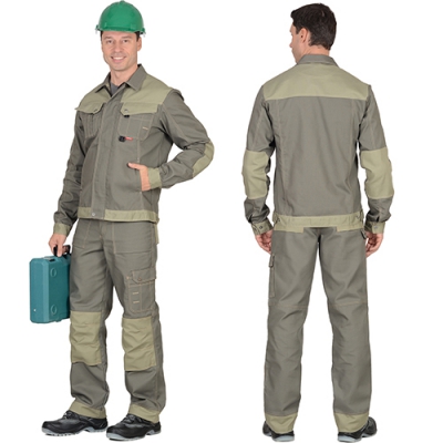 Костюм Вест-Ворк оливковый, брюки, куртка укороченная