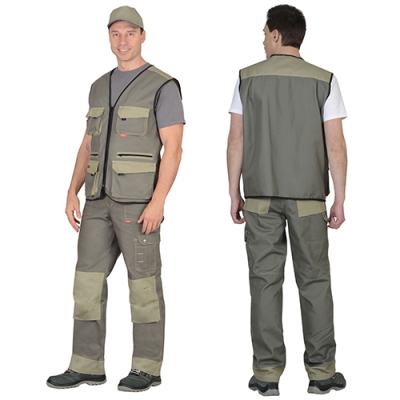 Костюм Вест-Ворк оливковый, брюки, жилет