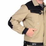 Костюм Вест-Ворк песочный с черным, куртка укороченная, полукомбинезон