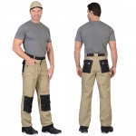 Костюм Вест-Ворк песочный с черным, куртка удлиненная, брюки